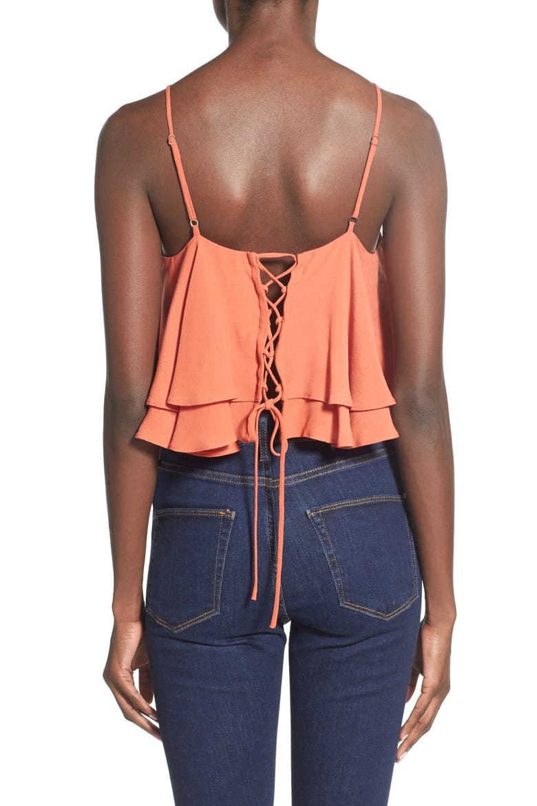 ASTR Back Lace-Up Camisole, Alternate, color, RUST