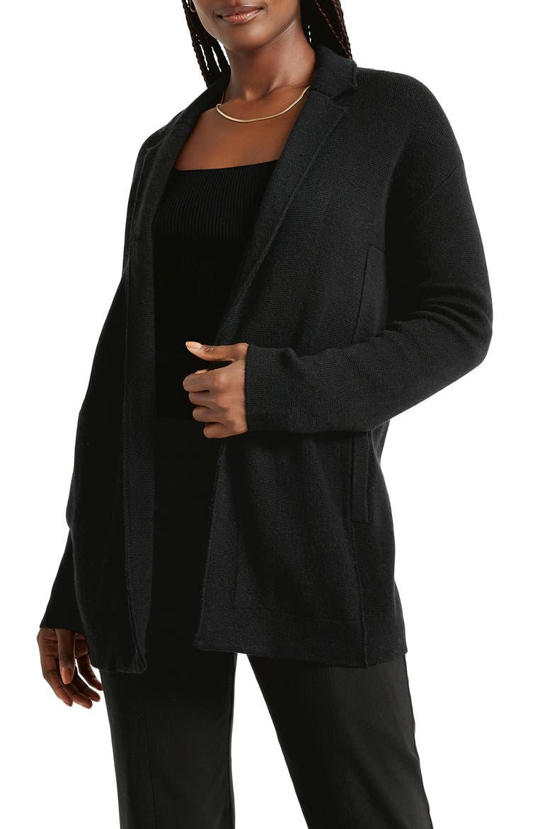 x Cella Jane Cashblend Sweater Coat, Main, color, BLACK