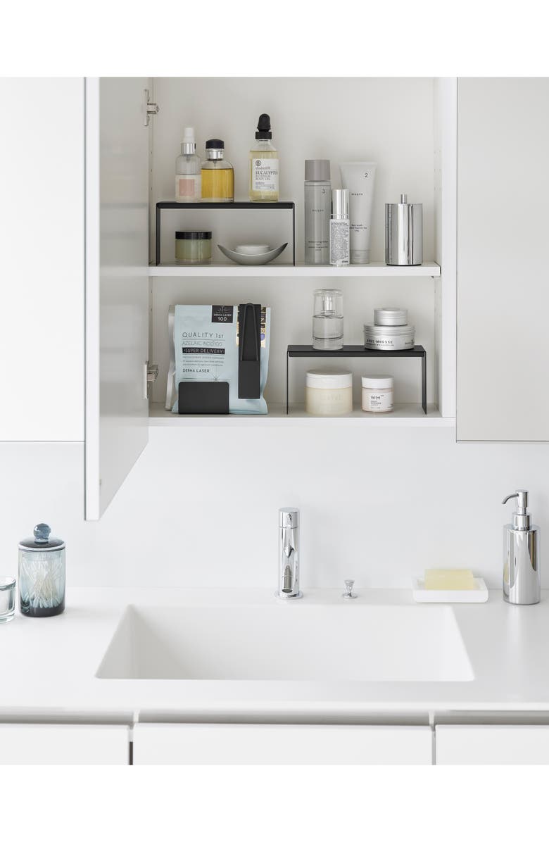 Yamazaki Set of 2 Medicine Cabinet Racks, Alternate, color, Black