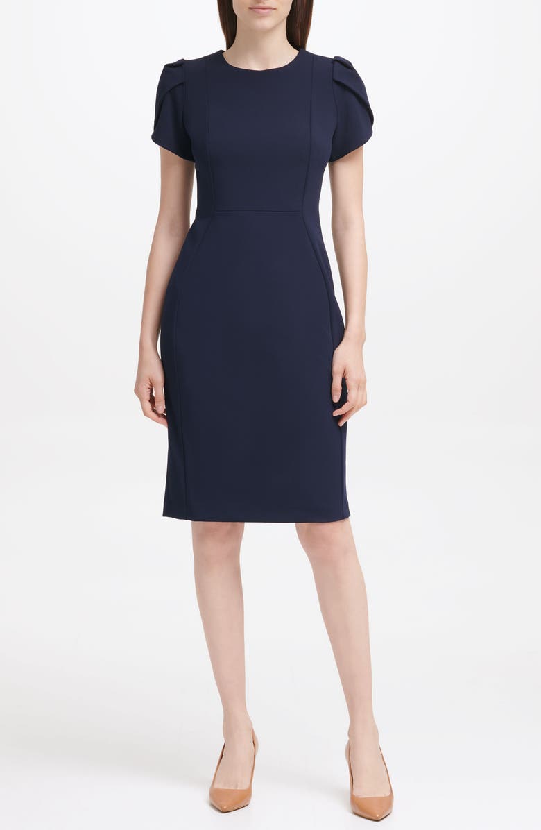 Calvin Klein Tulip Sleeve Sheath Dress, Main, color, Indigo