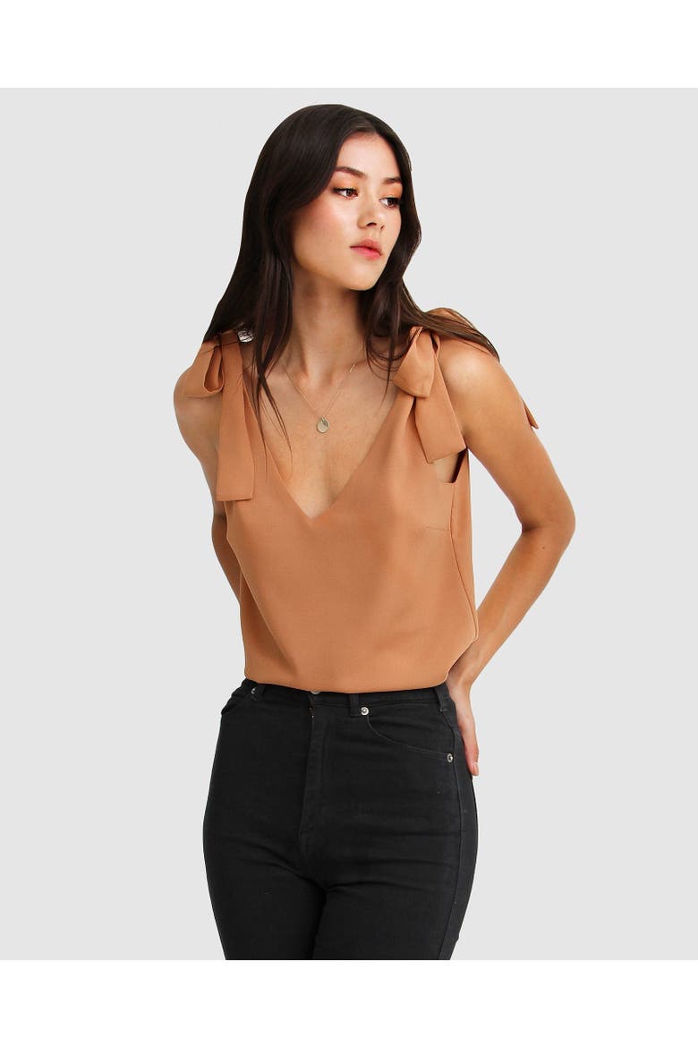 Feel For You V-Neck Top, Main, color, Camel