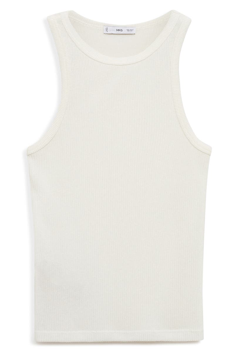 MANGO Fine Rib Knit Tank, Alternate, color, Ecru
