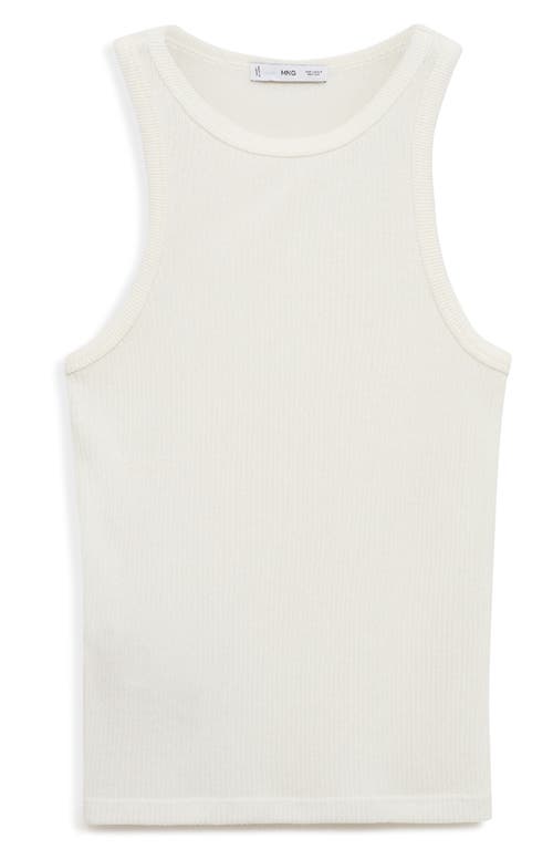 Mango Fine Rib Knit Tank In White