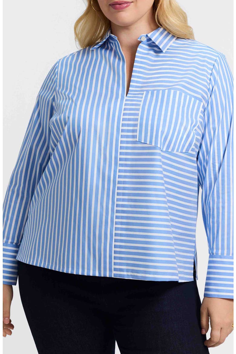 Bella Stripe Popover Top, Main, color, PERIWINKLE BLUE/ WHITE