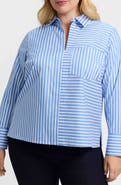 Foxcroft Bella Stripe Popover Top
