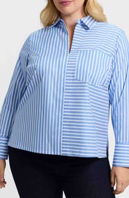 Foxcroft Bella Stripe Popover Top