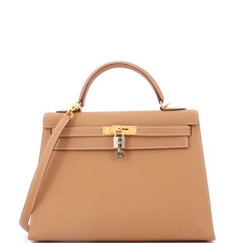 Kelly Handbag Brown Epsom with Gold Hardware 32