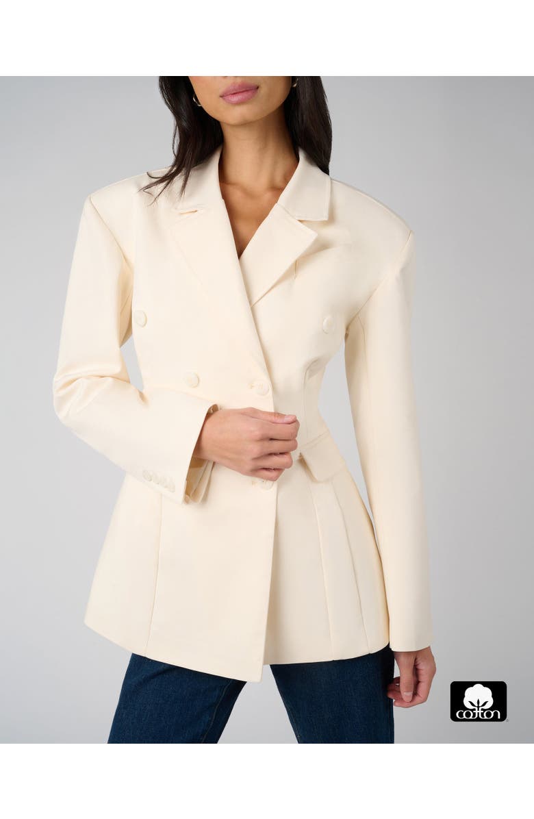 WeWoreWhat Double Breasted Cinched Waist Blazer, Alternate, color, Ivory