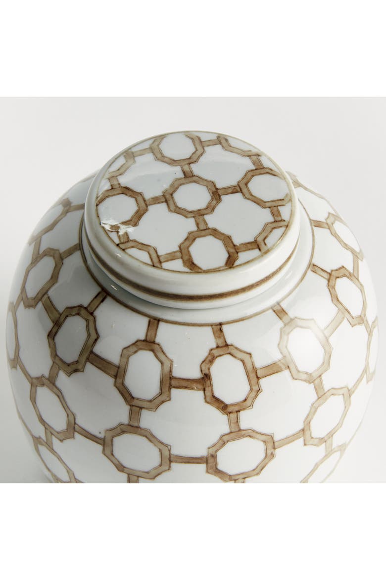 Province Link Lidded Jar - Brown & White Chinoiserie, Alternate, color, White