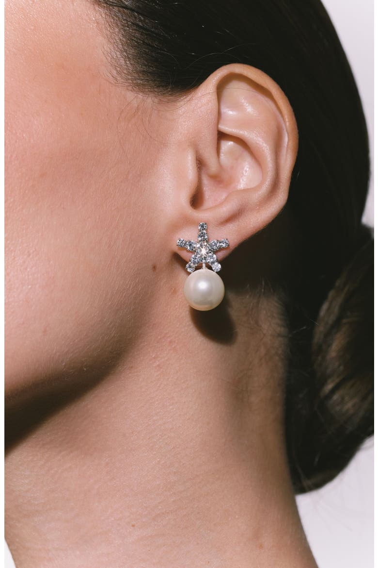 Novella Faux Pearl Drop Earrings, Alternate, color, CRYSTAL PEARL
