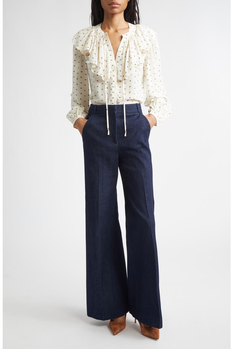 Gomez Ruffle Print Shirt, Alternate, color, ECRU MULTI