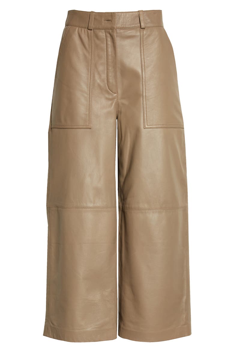 Garnnet Crop Wide Leg Leather Pants, Alternate, color, GREY