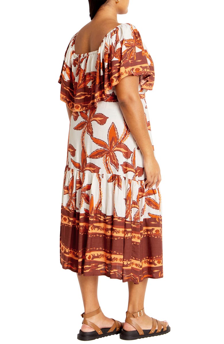 City Chic Talia Tie Belt Midi Dress, Alternate, color, Tahitian Brd