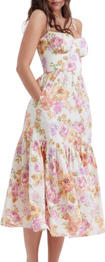 Elia Floral Stretch Cotton Blend Corset Sundress