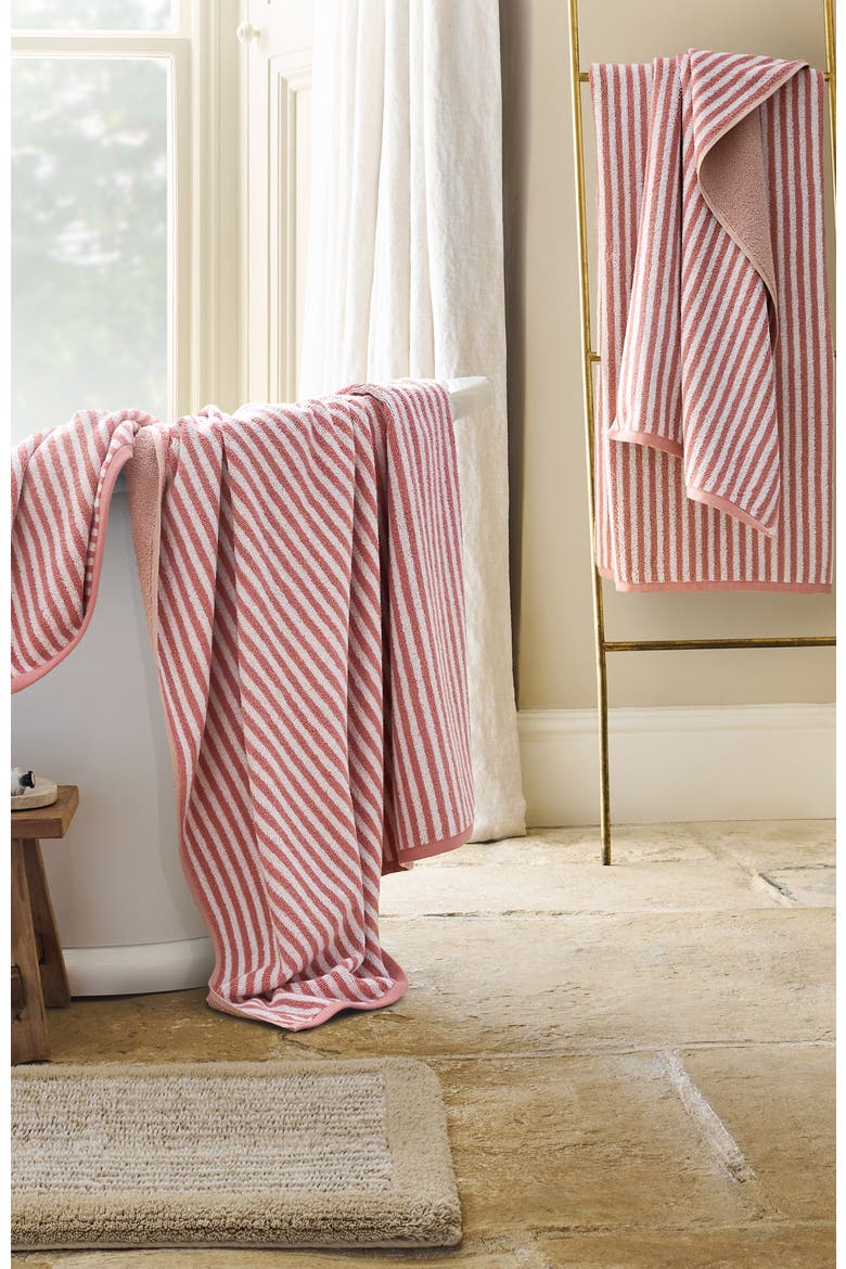 Portobello Stripe Coastal Inspired Hand Towels, Alternate, color, Rose