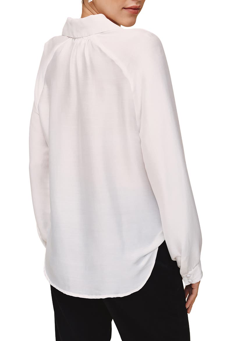 Tie Neck Raglan Top, Alternate, color, WHITE