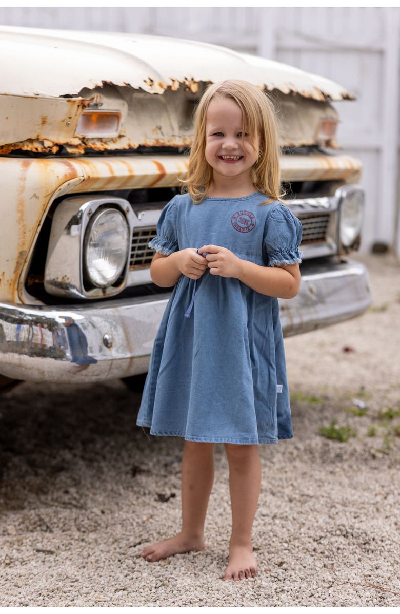 Pouf Denim Dress, Alternate, color, Blue
