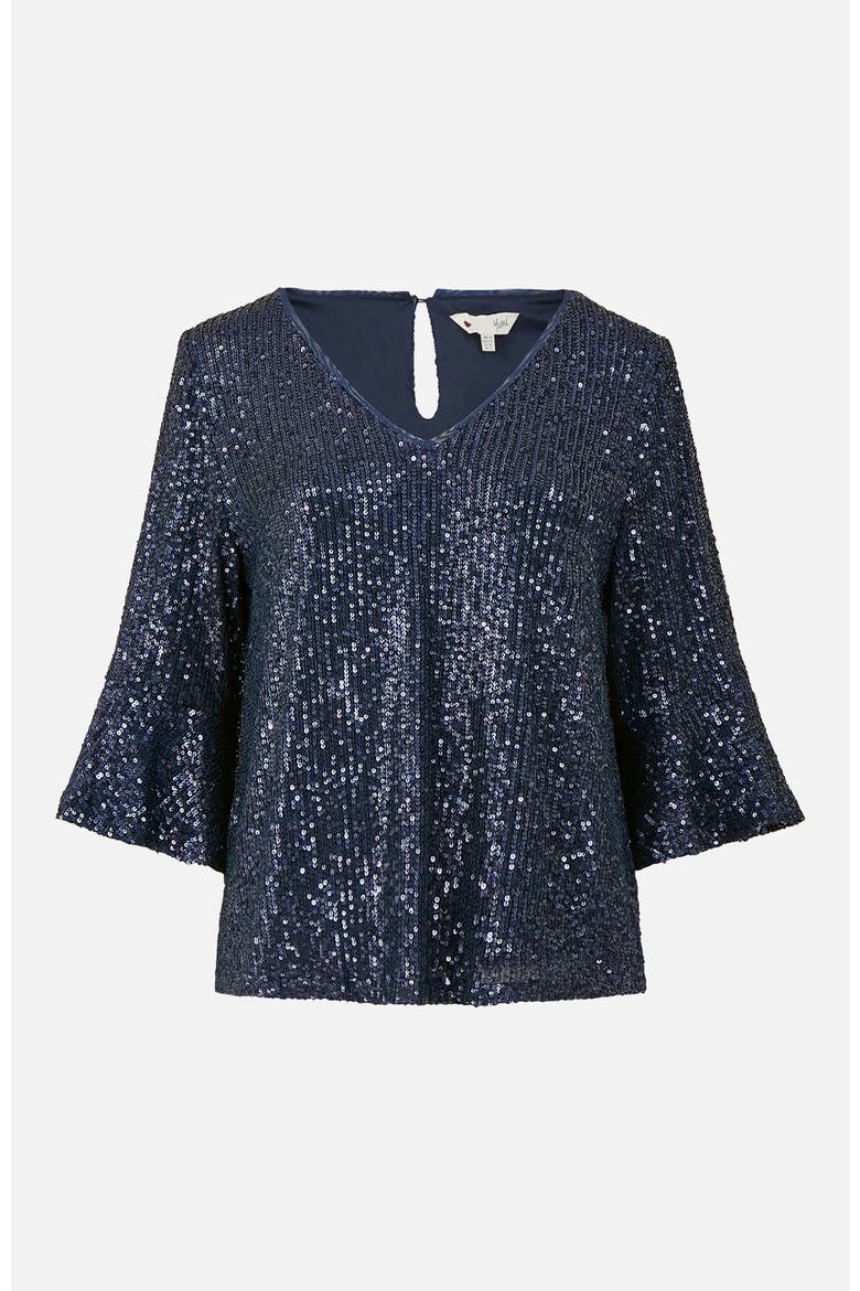 Sequin Relaxed Fit Top, Alternate, color, Navy