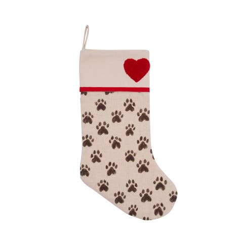 Paw Prints Heart Christmas Stocking
