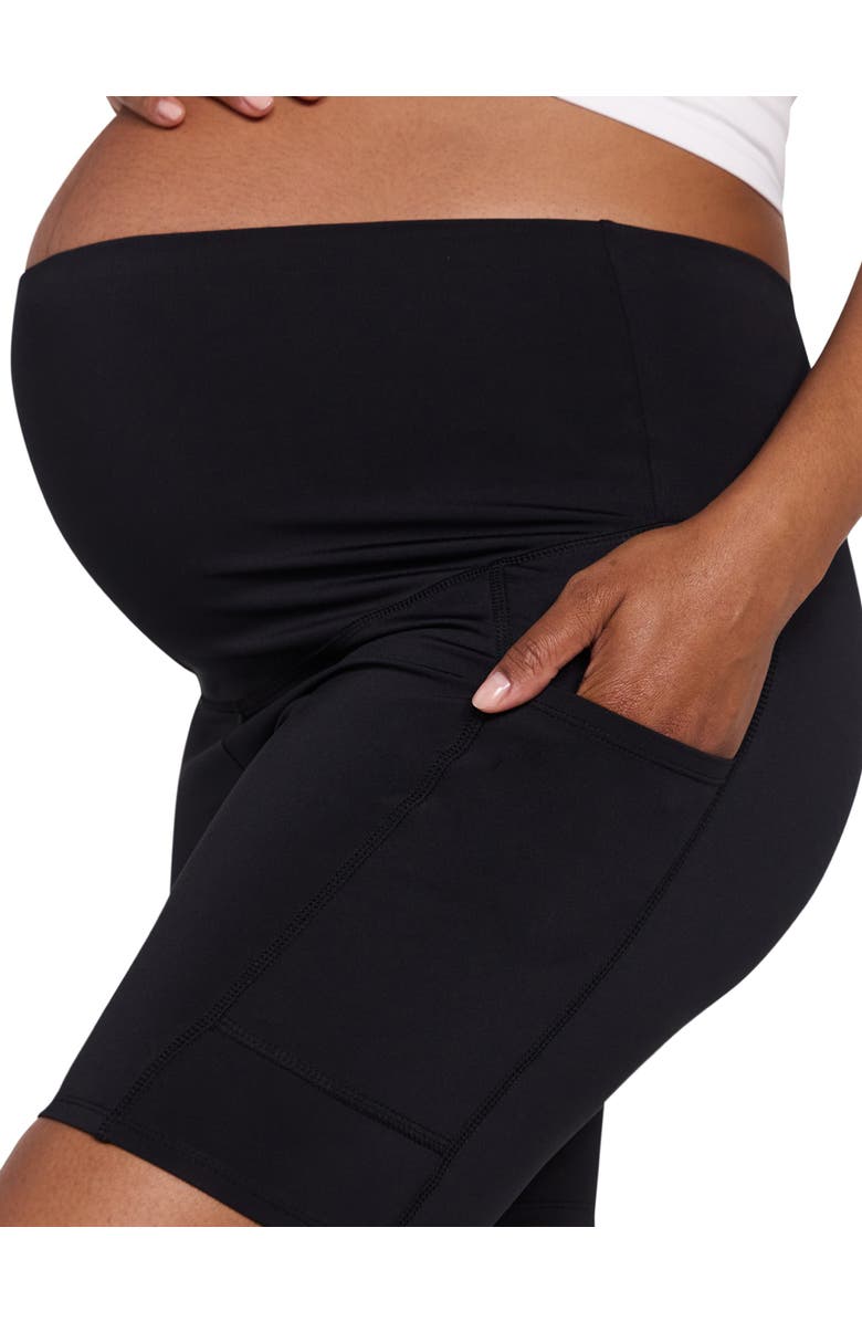 MOTHERHOOD MATERNITY 6 1/2" Active Pocket Maternity Biker Short, Alternate, color, Black