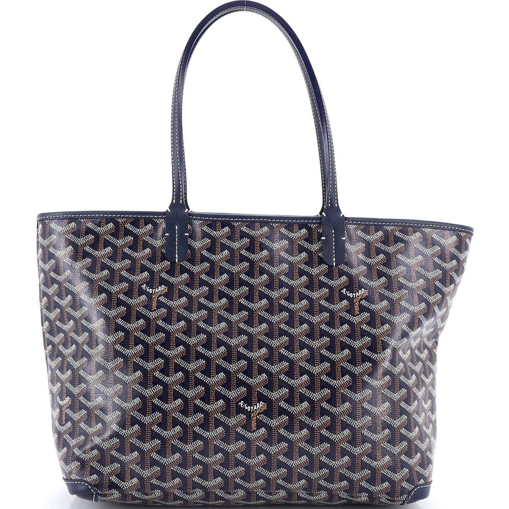 Pre-owned Goyard Goyard Artois Tote Coated Canvas Pm In Blue