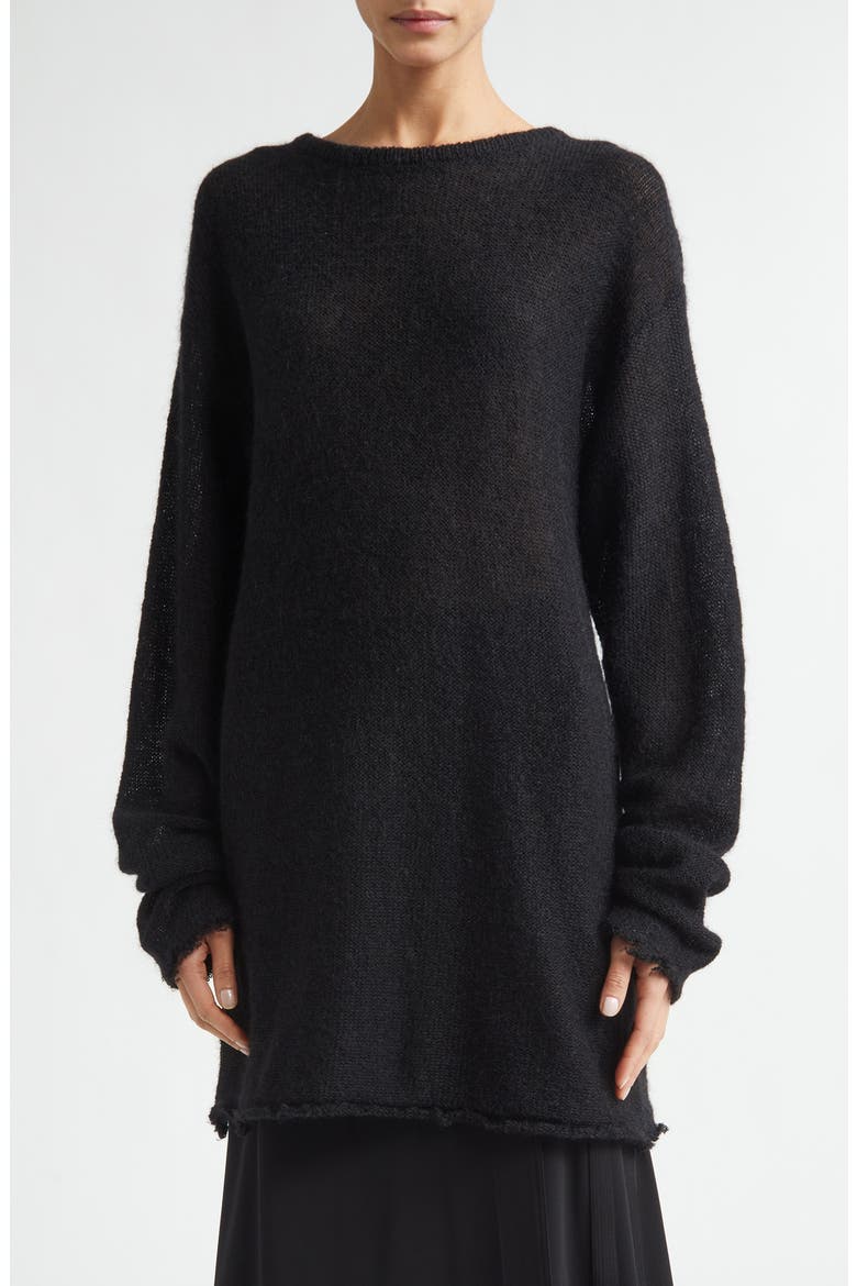 Longline Mohair Blend Sweater, Main, color, BLACK