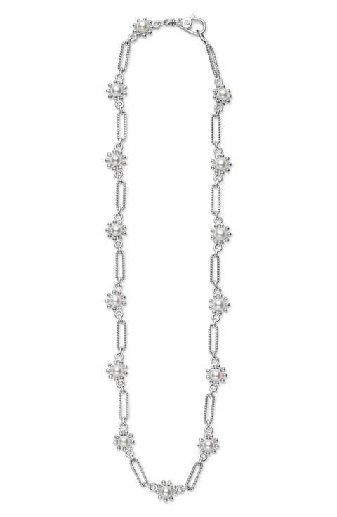 Sterling Silver Luna Fleur Cultured Pearl Necklace