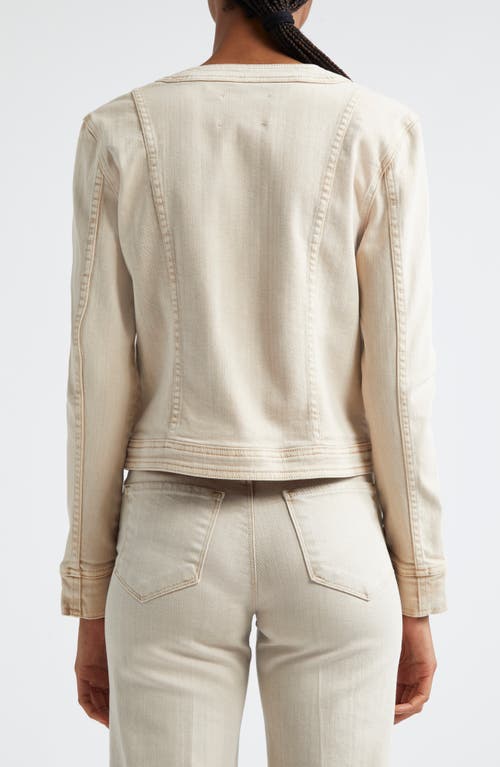 Shop L Agence L'agence Yari Collarless Stretch Cotton Jacket In Biscuit