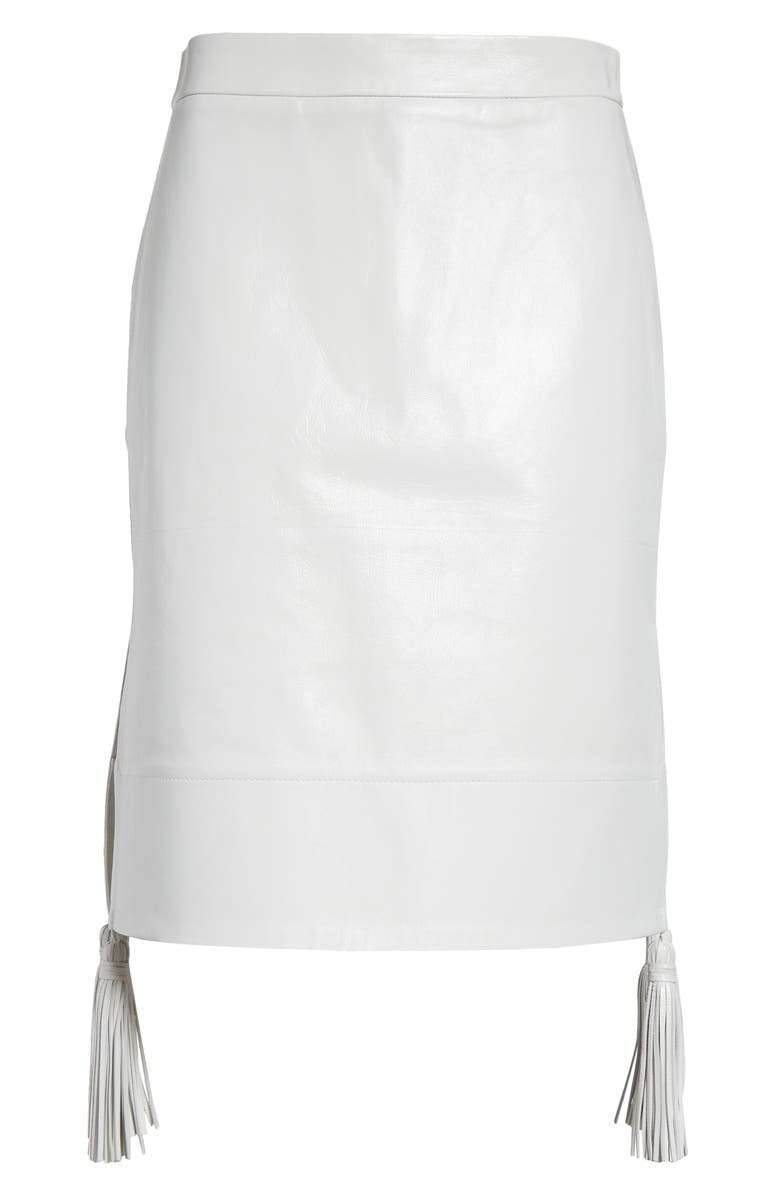 Bottega Veneta Tassel Detail Leather Pencil Skirt, Alternate, color, 9071 Chalk