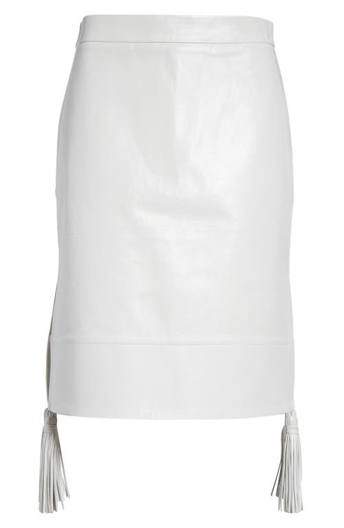 Bottega Veneta Leather Skirt With Tassel And Side Split In 9071 Chalk