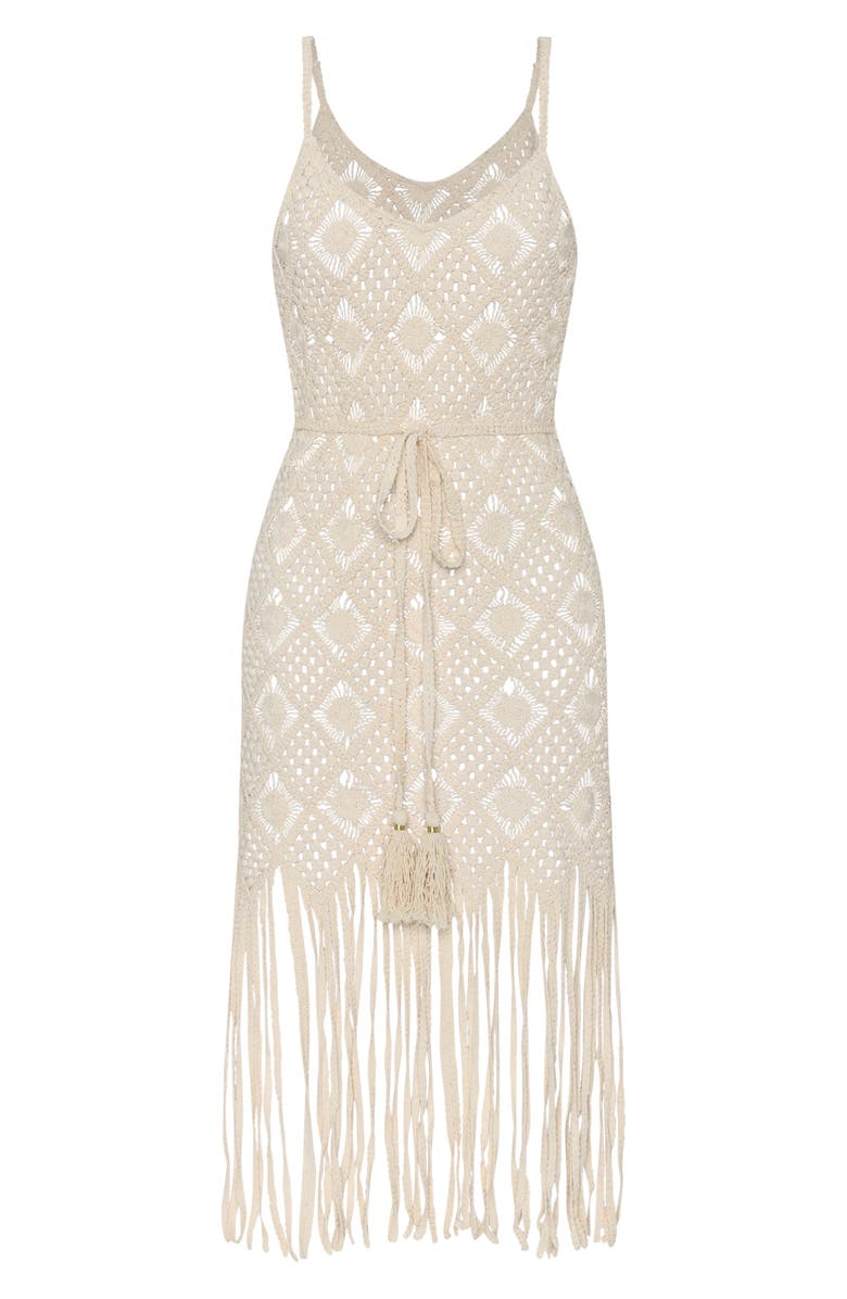 L'AGENCE Haleigh Diamond Crocheted Cover-Up Dress, Alternate, color, Natural