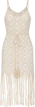 L'AGENCE Haleigh Diamond Crocheted Cover-Up Dress