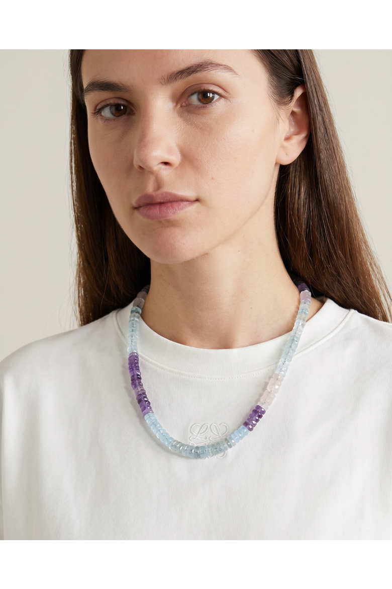 Faceted Gemstone Necklace - Clear Quartz, Amethyst, Topaz, Beryl, Rose Quartz, Alternate, color, 19-21"