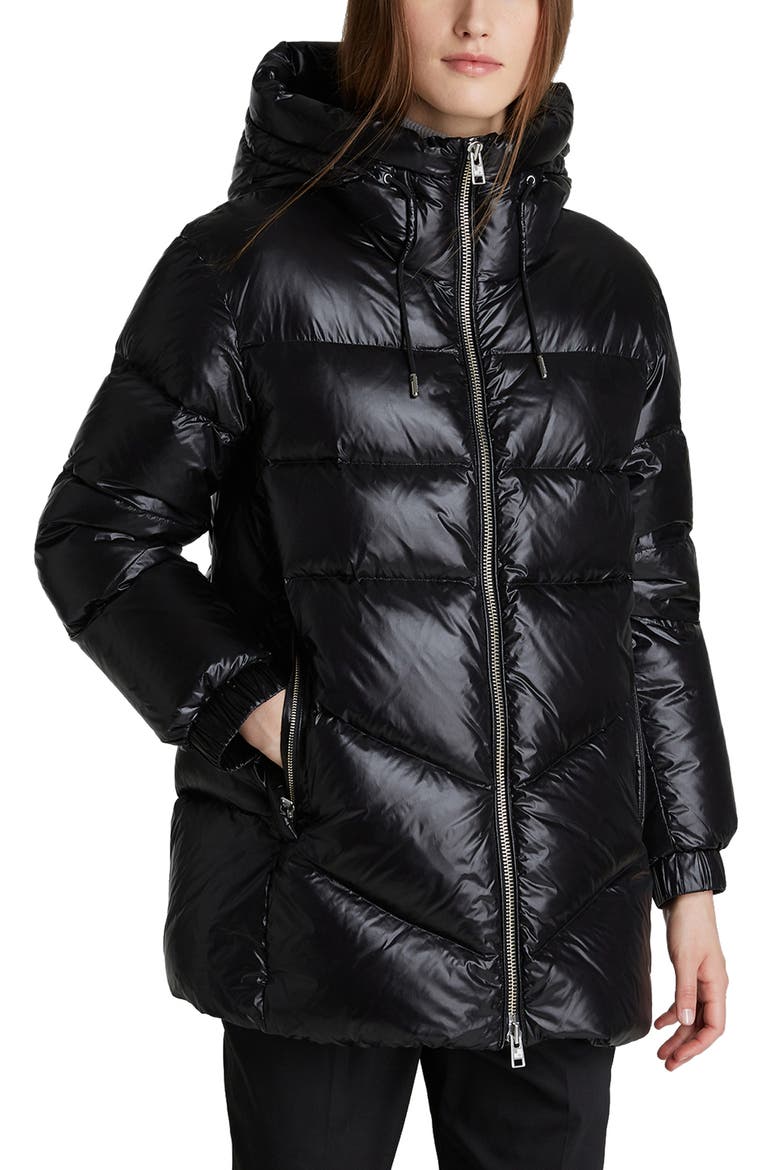 Birch Down Puffer Coat, Main, color, BLACK