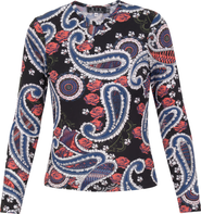 Diciannove Printed Paisley V-Neck Long Sleeve Tee Top