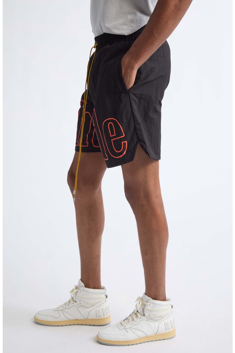 Logo Track Shorts, Alternate, color, BLACK/ ORANGE