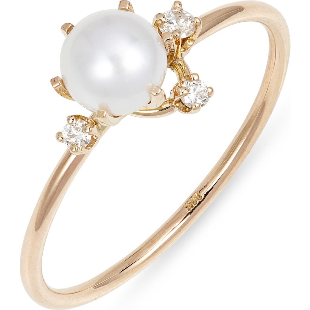 POPPY FINCH POPPY FINCH PEARL & DIAMOND CLUSTER RING