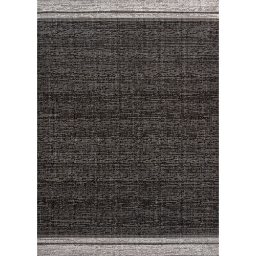 Jonathan Y Alda Modern Minimalist Mingled Solid Indoor/outdoor Area Rug In Black/cream