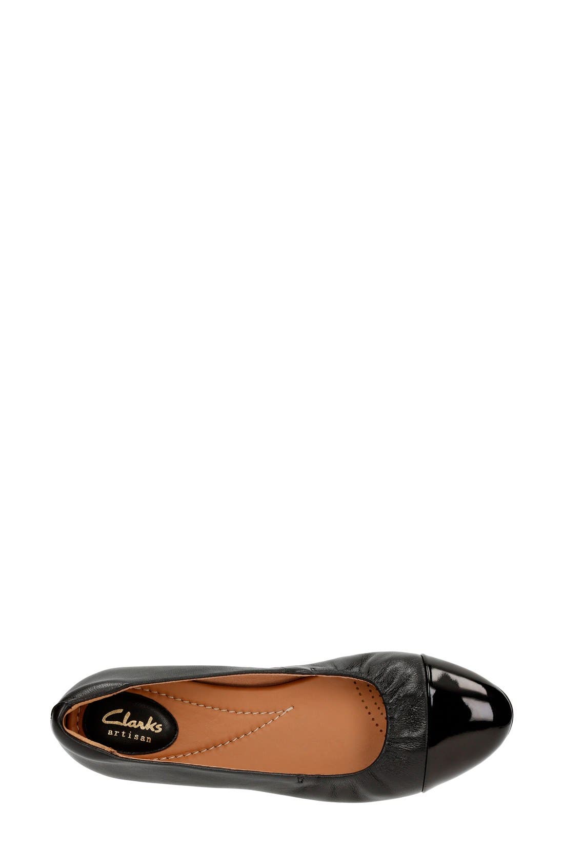 'Alitay Susan' Cap Toe Flat, Alternate, color, BLACK LEATHER