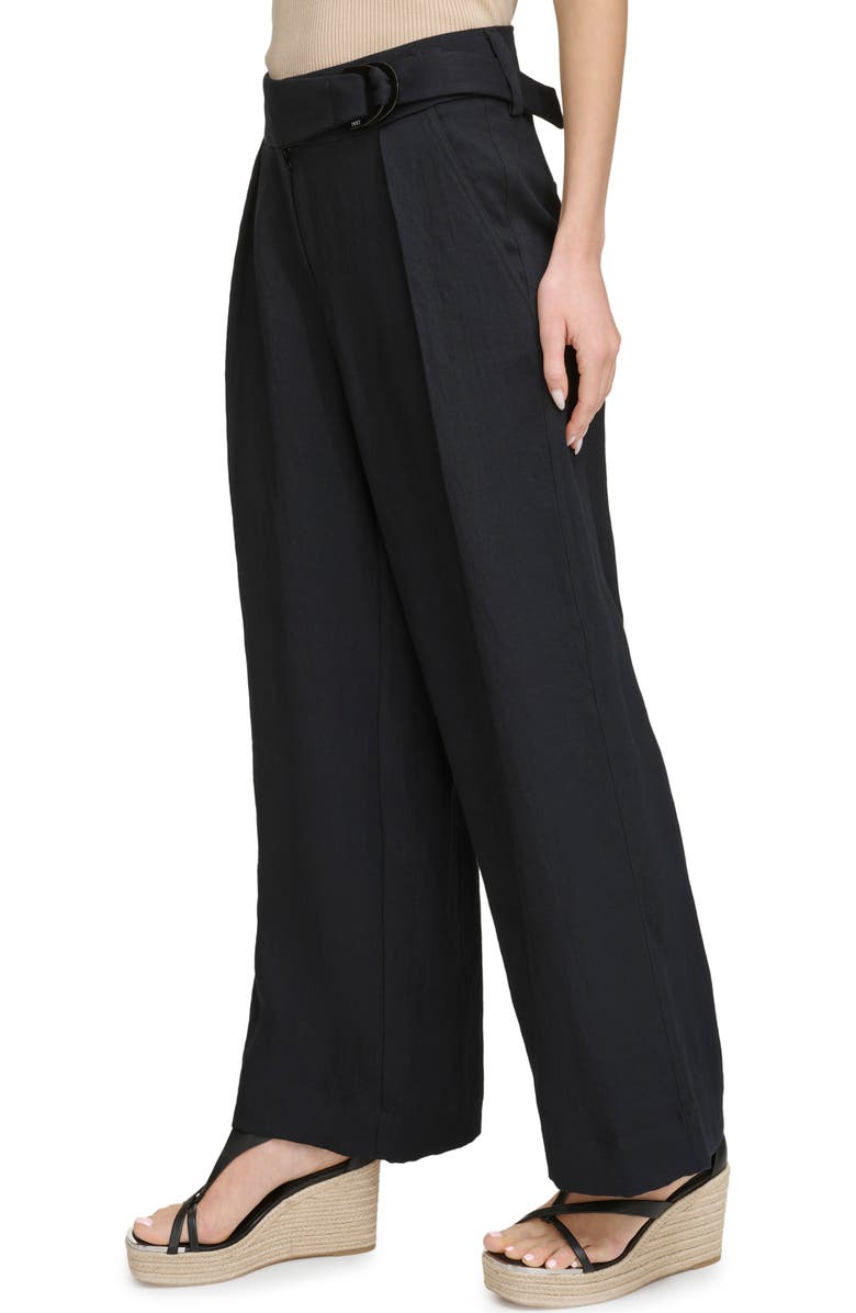 DKNY Belted Twill Wide Leg Pants, Alternate, color, 