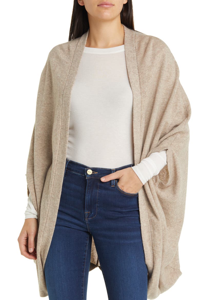 Wool & Cashmere Coccoon Wrap, Main, color, CAMEL