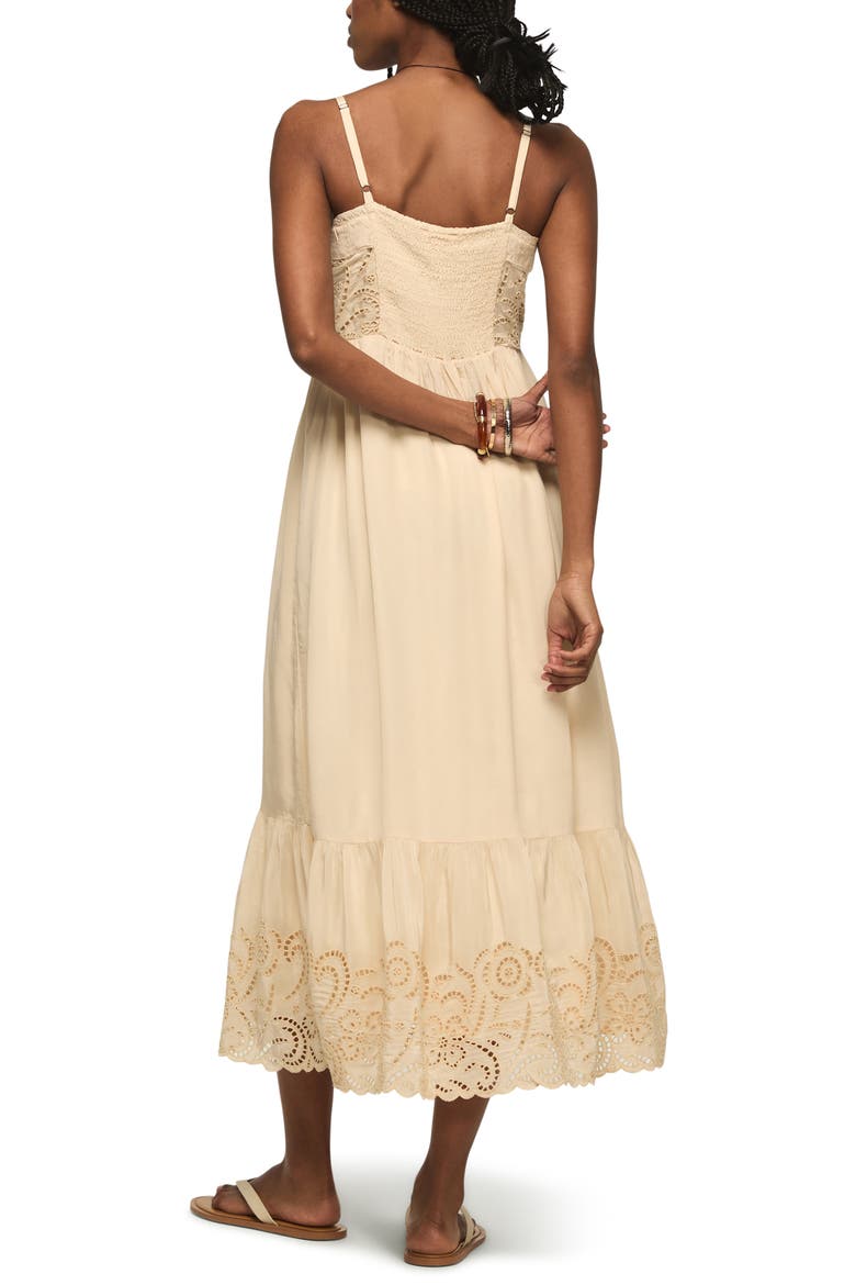 Cutwork Ruffle Hem Midi Dress, Alternate, color, BLUSH