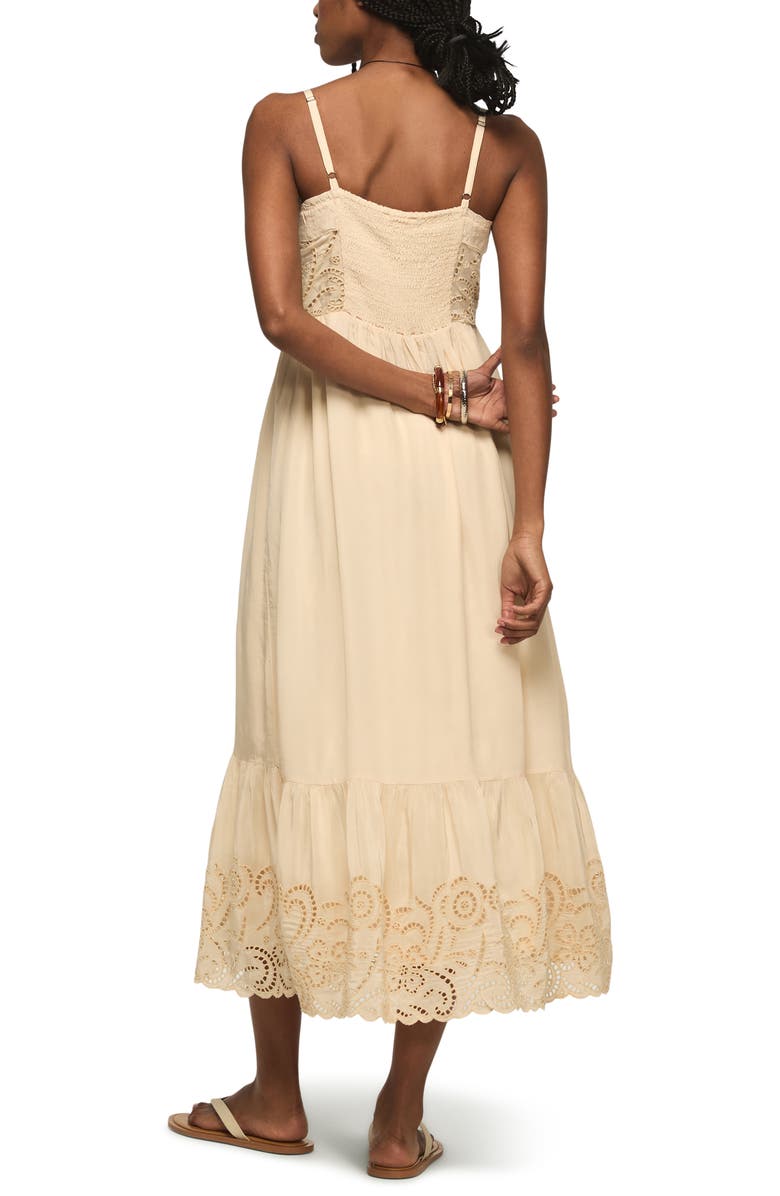 Lucky Brand Cutwork Ruffle Hem Midi Dress, Alternate, color, Blush
