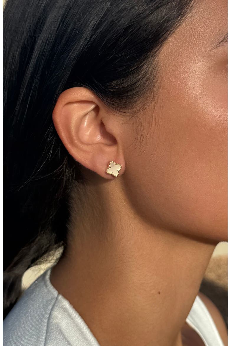 Set of 2 Clover Stud Earrings, Alternate, color, GOLD
