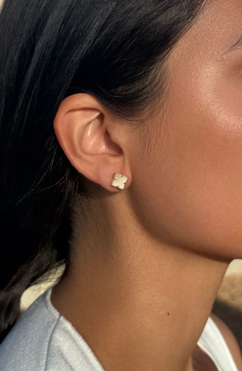 Adornia Set of 2 Clover Stud Earrings, Alternate, color, Gold