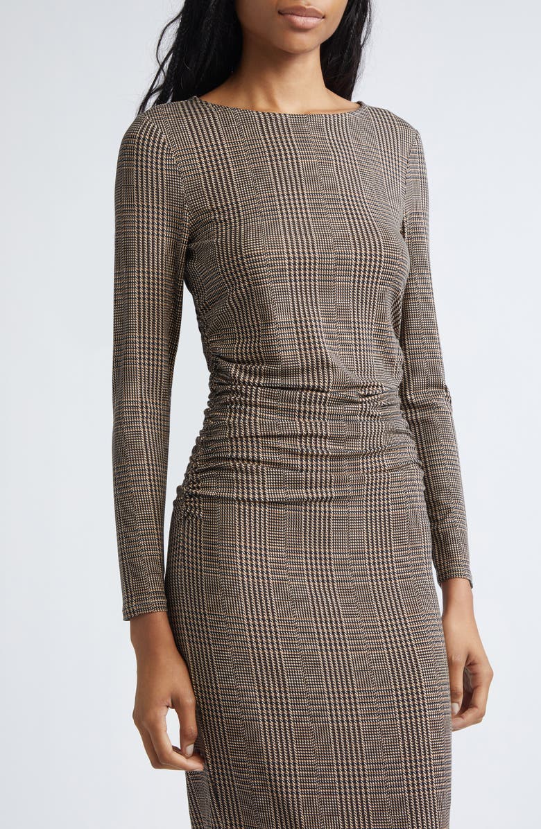Veronica Beard Charissa Plaid Long Sleeve Body-Con Dress, Alternate, color, Dark Acorn Multi