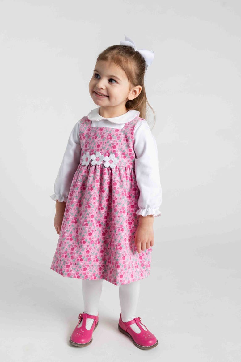 Floral Corduroy Jumper With Flowers, Alternate, color, Pink