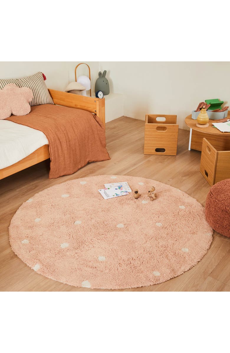 Lorena Canals Washable Rug Round Dot, Alternate, color, Rose, Natural