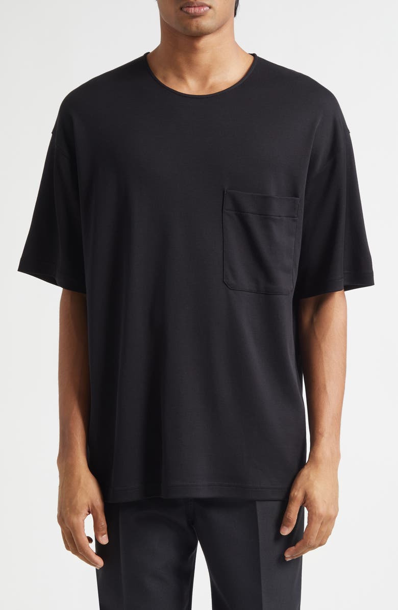 Lemaire Relaxed Fit Cotton & Silk T-Shirt, Main, color, Black