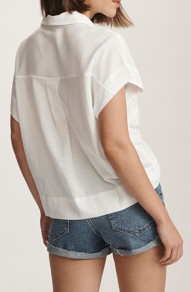 Mavi Jeans Short Sleeve Button-Up Top, Alternate, color, Antique White